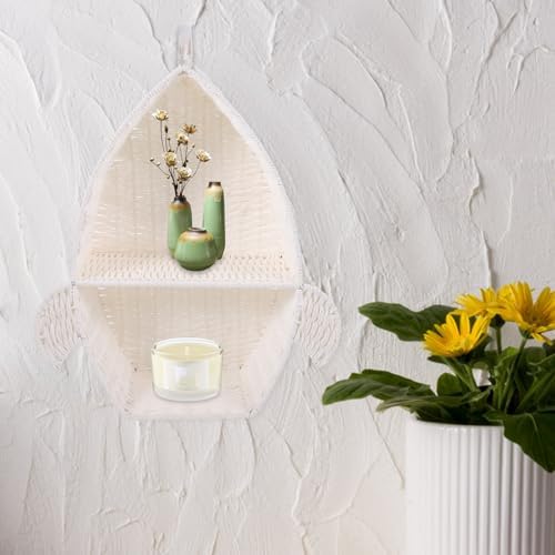 UKCOCO Woven Wall Hanging Shelf Storage Basket Rack for Keys Essential