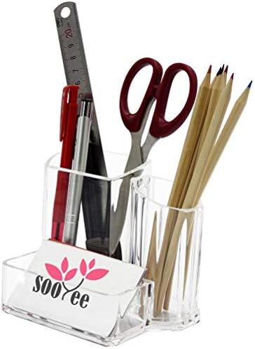 Sooyee Acrylic Desk Supplies Cosmetic Organizer Holder, 3 Compartment