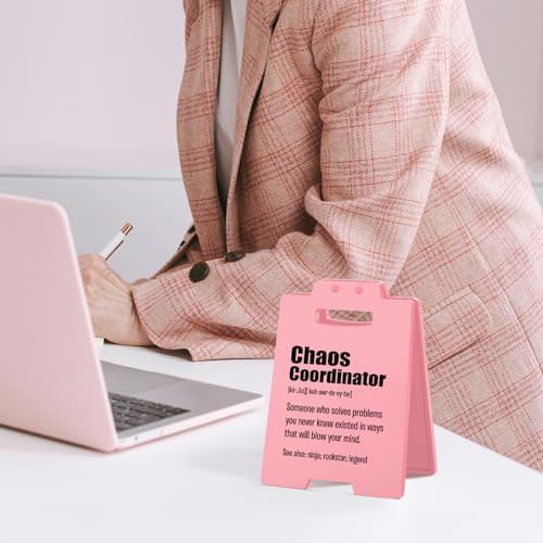 Chaos Coordinator Gifts for Work Anniversary – Funny Pink Desk Decor