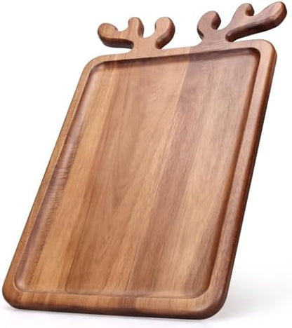 Renawe Large Acacia Wood Platter for Christmas Charcuterie Board