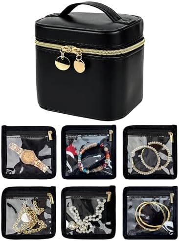 Travel Jewelry Organizer, PU Leather Small Hard-shell Jewelry Box with