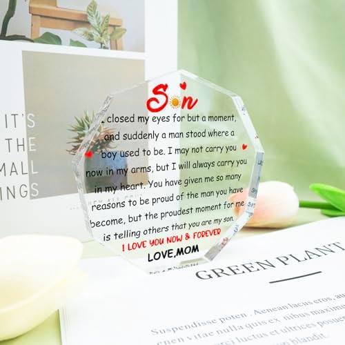 To My Son Gifts for Son from Mom I Love You Acrylic Desk Plaque