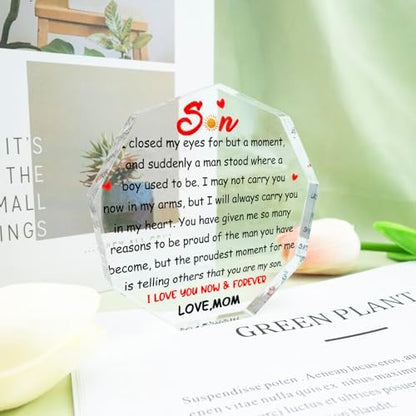 To My Son Gifts for Son from Mom I Love You Acrylic Desk Plaque