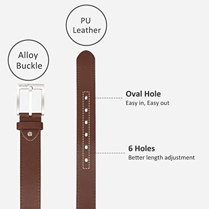 6pcs Men's Gift Set with Box Brown Leather Belt Wallet Watch Glasses