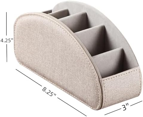 Leather TV Remote Control Holder with 5 Compartments Remote Caddy