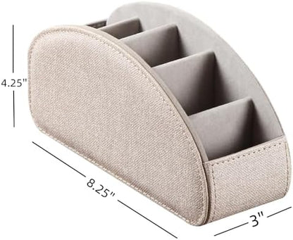 Leather TV Remote Control Holder with 5 Compartments Remote Caddy