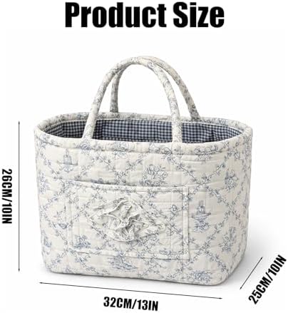 Car Storage Basket, Quilted Fabric Storage Baskets with Handles