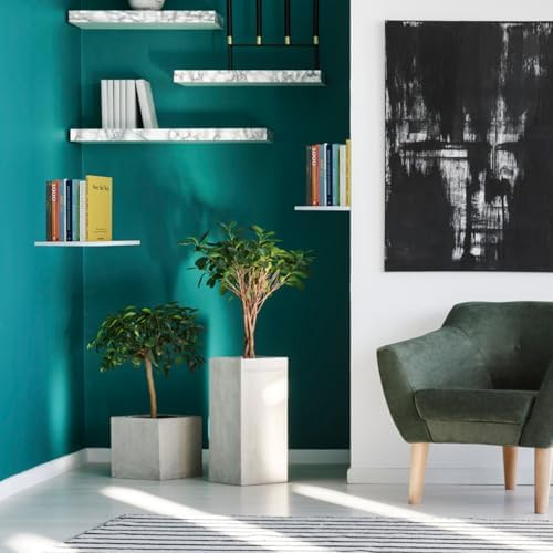 3pcs White Floating Corner Shelves Wood Wall Rack for Plants and Keys