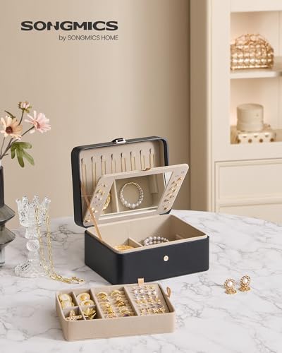 SONGMICS 2-Layer Travel Jewellery Box, Portable Storage Case