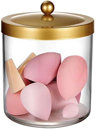 SheeChung 50 Oz Large Plastic Clear Apothecary Jar with Gold