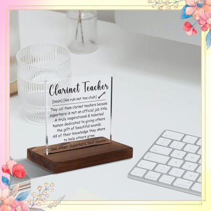 Clarinet Teacher Gift, Music Instructor Appreciation Plaque for