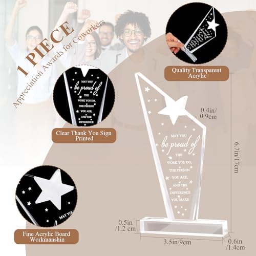 Maitys 1 Pcs Thank You Gift Employee Appreciation Acrylic Plaque Star
