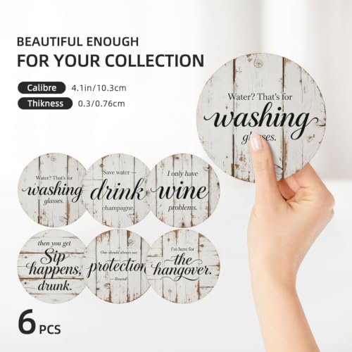 Coasters Set of 6, Ceramic Coasters with Holder Round Absorbent Drink