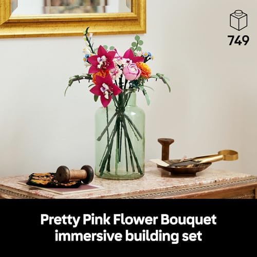 LEGO Botanicals Pretty Pink Flower Bouquet Building Set for Adults