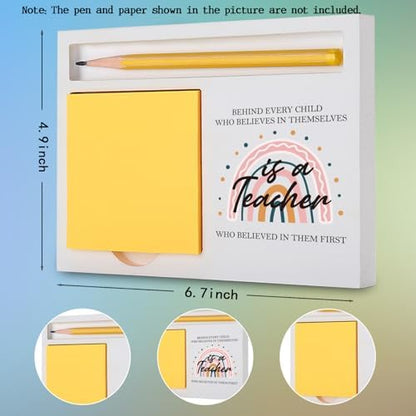 Teacher Appreciation Gift, Rainbow Wooden Sticky Note Holder for Desk.