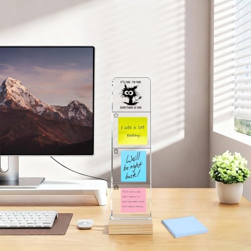 Monitor Memo Board with Removable Wooden Base Acrylic Portable Sticky