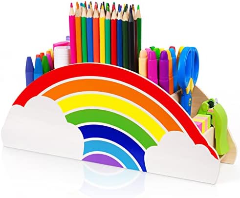 GAMENOTE Rainbow Wooden Desk Organizer Natural Wood No Smell
