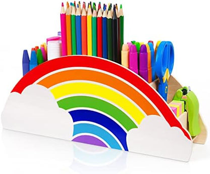 GAMENOTE Rainbow Wooden Desk Organizer Natural Wood No Smell