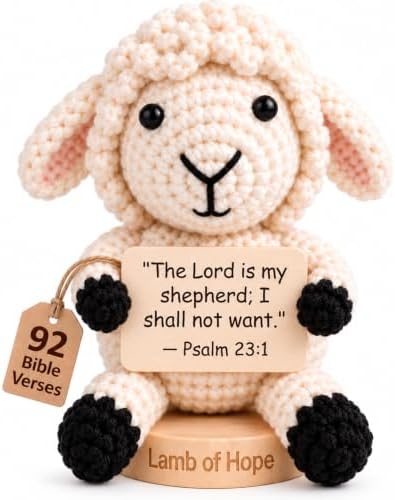 Lamb of Hope Crochet with 92 Bible Verse Signs - Christian Gifts for