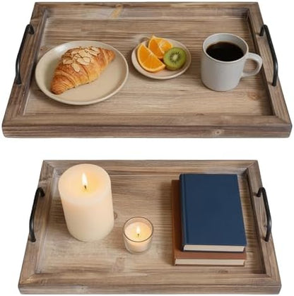 Besti Rustic Vintage Food Serving Trays (Set of 2) | Nesting Wooden