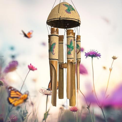 Bellaa Bamboo Wind Chimes Sea Sand Art Painting Handmade Wind Chimes