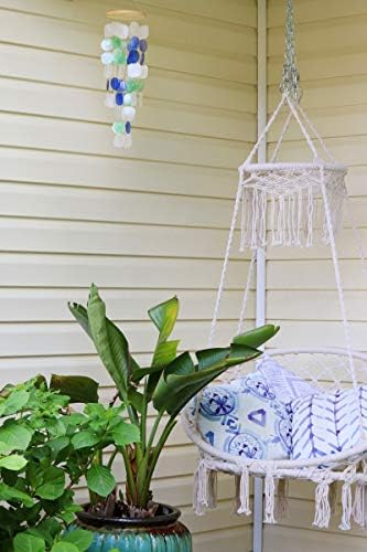 Beachcombers Capiz Sea Shell Decorative Blue and White Wind Chime