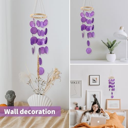 Capiz Wind Chimes for Outside, Outdoor Seashell Hanging Beach Coast