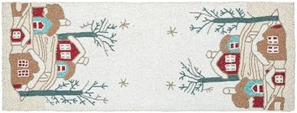 Lightnpro Poinsettia Beaded Table Runner – Elegant Farmhouse Decor for