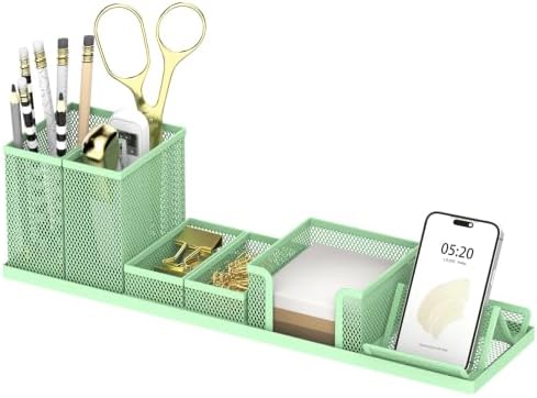 Pen Holder for Desk, 6-Piece Mesh Desk Organizer with Phone Holder
