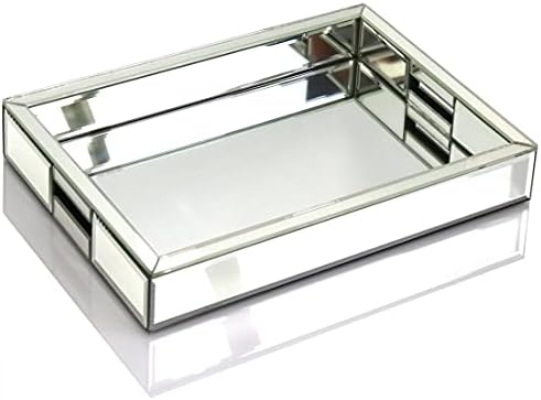 Rectangle Silver Mirror Decorative Tray Size 11” Length x 14” Width x
