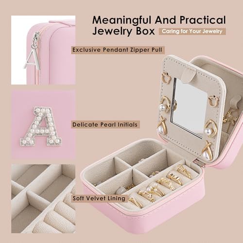 Birthday Gifts for Women - Initial & Travel Jewelry Case, Organizer