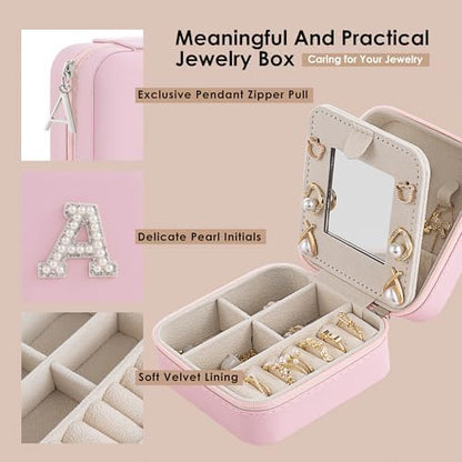 Birthday Gifts for Women - Initial & Travel Jewelry Case, Organizer