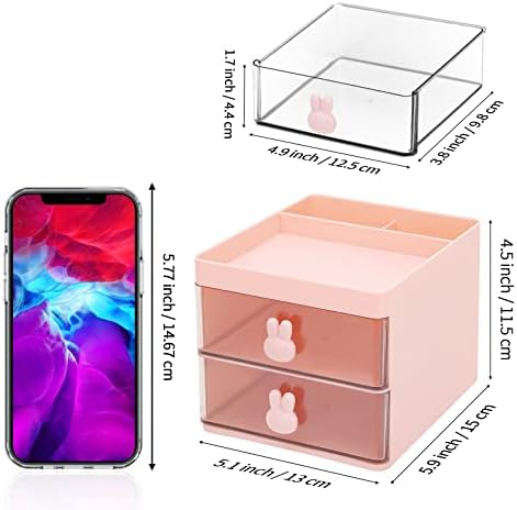 LETURE Small Desk Organizer With Drawer, Office Desktop Storage Box