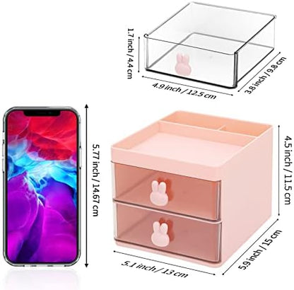 LETURE Small Desk Organizer With Drawer, Office Desktop Storage Box