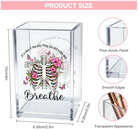 It's Okay Only Breathe Acrylic Cosmetic Pencil Pen Holder Cup