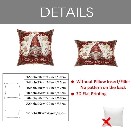 Christmas Gnome Holiday Quote Throw Pillow Covers 12x12 Set of 2