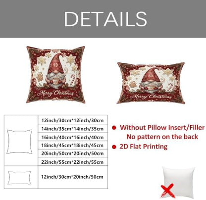 Christmas Gnome Holiday Quote Throw Pillow Covers 12x12 Set of 2