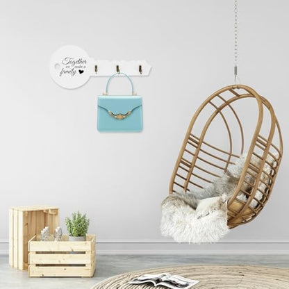 White Wooden Key Shaped Wall Hook, Wall-mounted Hanger for Bags Towels