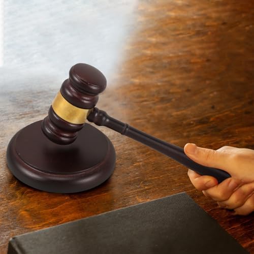 Lurrose Wood Judge Gavel and Sound Block Set, Solid Wood Auction