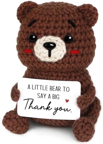 Thank You Gifts for Women Men, Handmade Positive Crochet Bear Decor