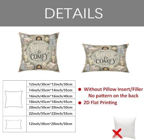 Cozy Comfortable Fireplace Quote Throw Pillow Covers 12x20 Set of 2