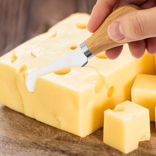 6 Pcs - Cheese Knife Set with Wooden Handle, Stainless Steel Butter