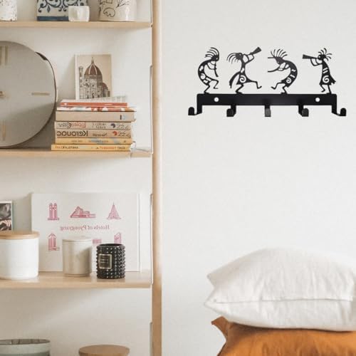 6-Hook Key Holder Wall Mount, Vintage Black Metal Key Hanger