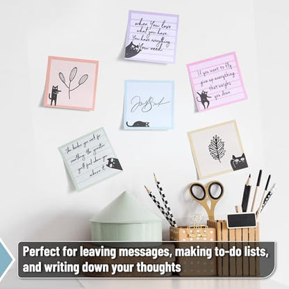 Mr. Pen- Black Cat Sticky Notes Set, 3" x 3", 6 Pads, 480 Sheets