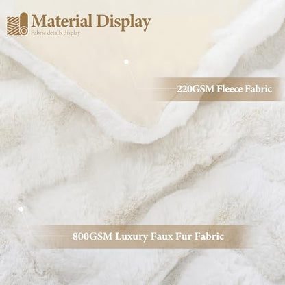 Touchat Luxury 1000GSM Faux Rabbit Fur Throw Blanket, Super Heavy Warm