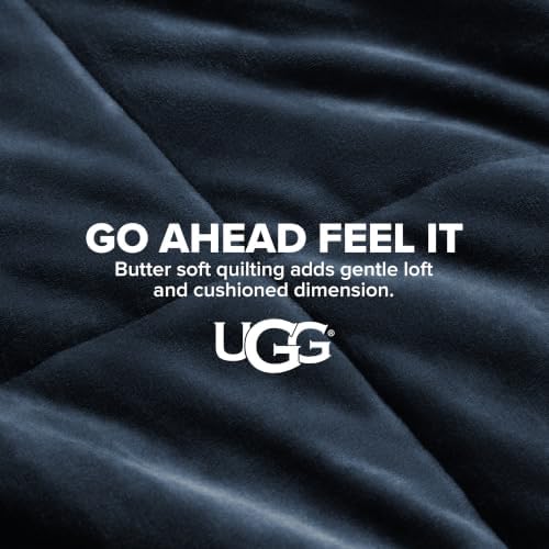UGG Nita Throw Blanket, Reversible Plush Fleece, 50" x 70", Navy Blue