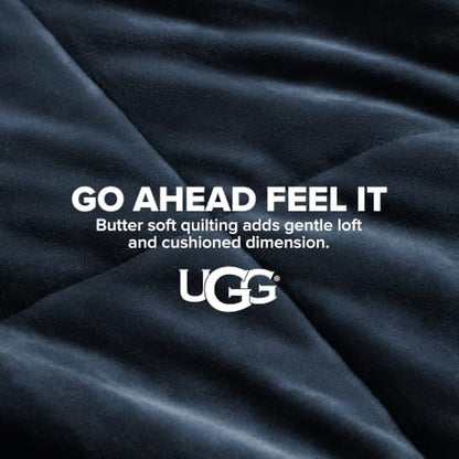UGG Nita Throw Blanket, Reversible Plush Fleece, 50" x 70", Navy Blue