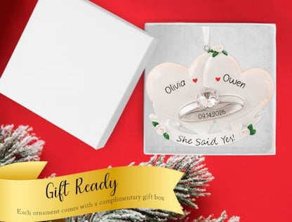 Personalized Our First Christmas Engaged Ornament 2026 | Customized
