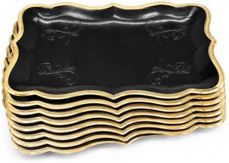 Black & Gold Rectangle Dessert Trays, 10 Pack, 9" x 13"