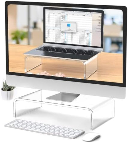 Acrylic Monitor Stand Riser Clear Laptop Stand Riser L12.5 xW7.5 xH4
